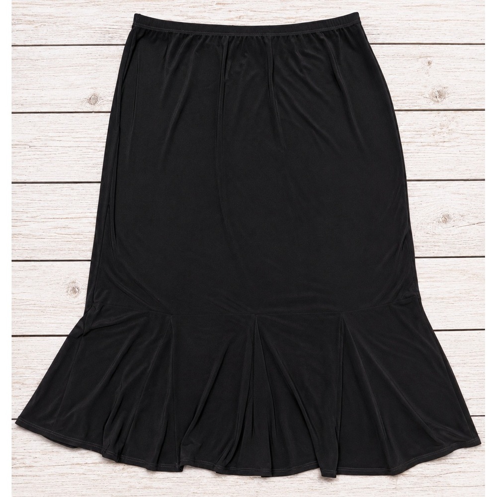 Notations Skirt Black Gored Trumpet Mermaid Flare Hem Classic Goth Minimalist XL